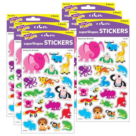Trend Enterprises Awesome Animals superShapes Stickers-Large, PK960 T46328